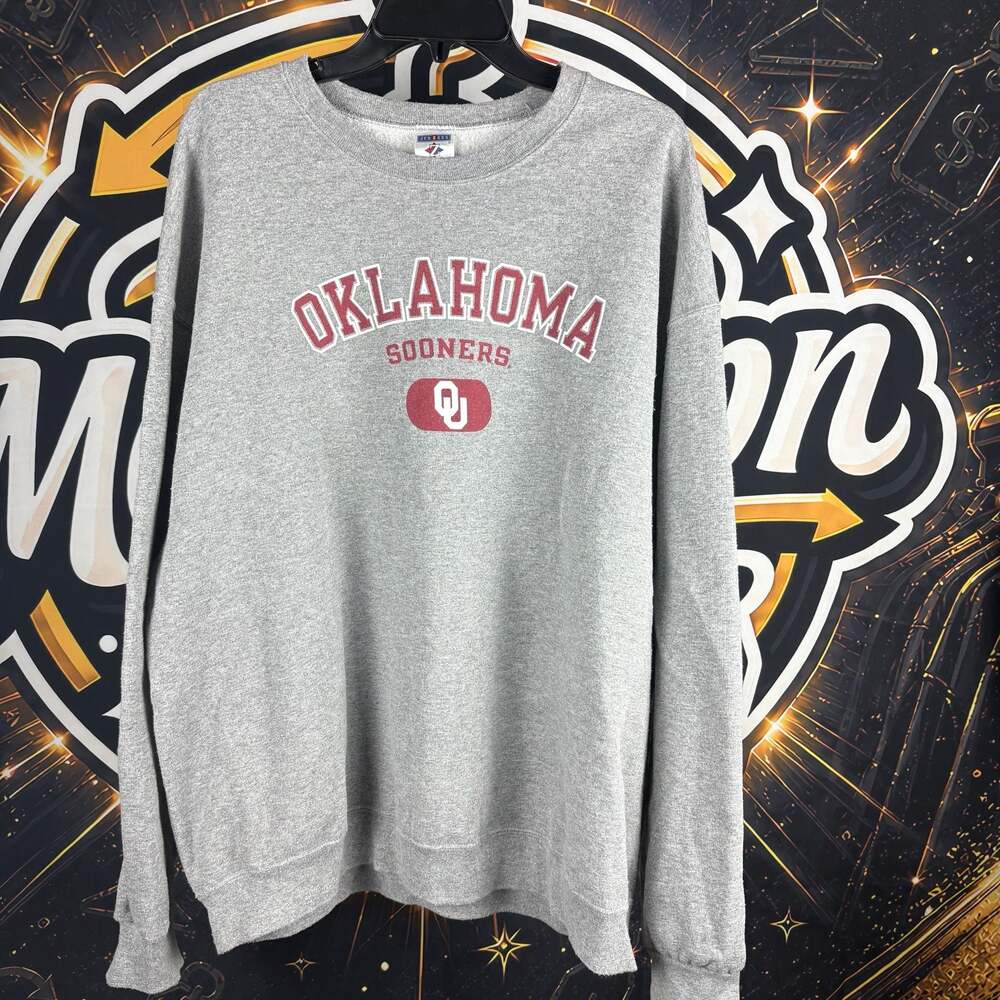 Vintage Jerzees Oklahoma Sooners Arch & Logo Crew Neck Sweatshirt